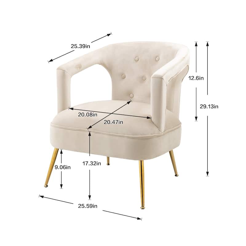 Velvet Upholstered Tufted Livng Room Leisure Chair With Golden feet
