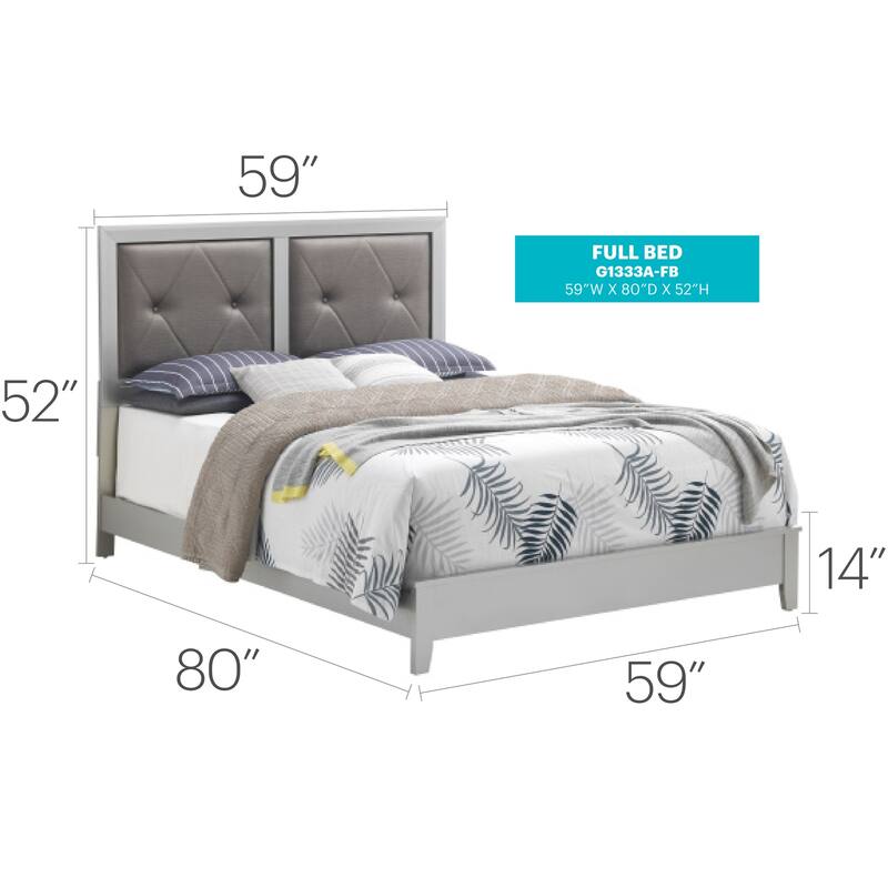 Silver Champagne Full Bed with Transitional Design, Durable Frame and Elegant Finish for Stylish Bedroom Décor