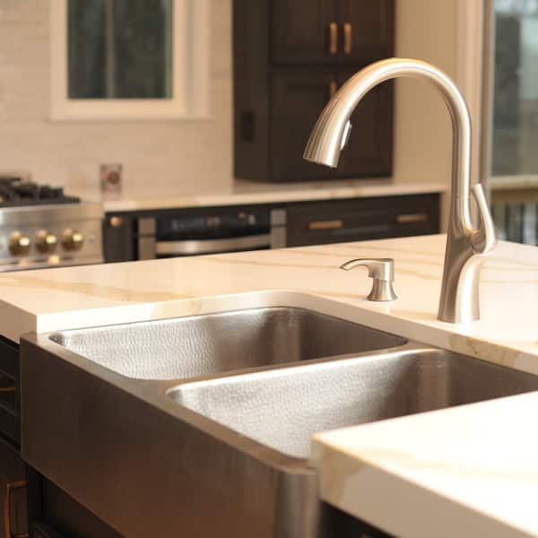slide 2 of 11, Lange Crafted Stainless Steel 32" Double Bowl Farmhouse Apron Front Undermount Kitchen Sink Brushed