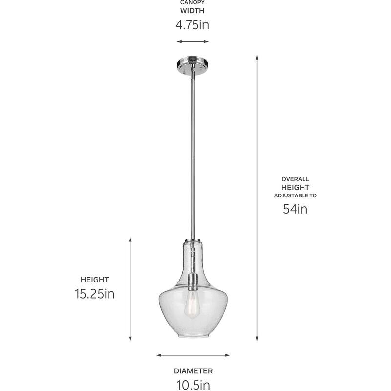 Kichler Everly Single Light 11" Wide Pendant with Clear Glass Shade