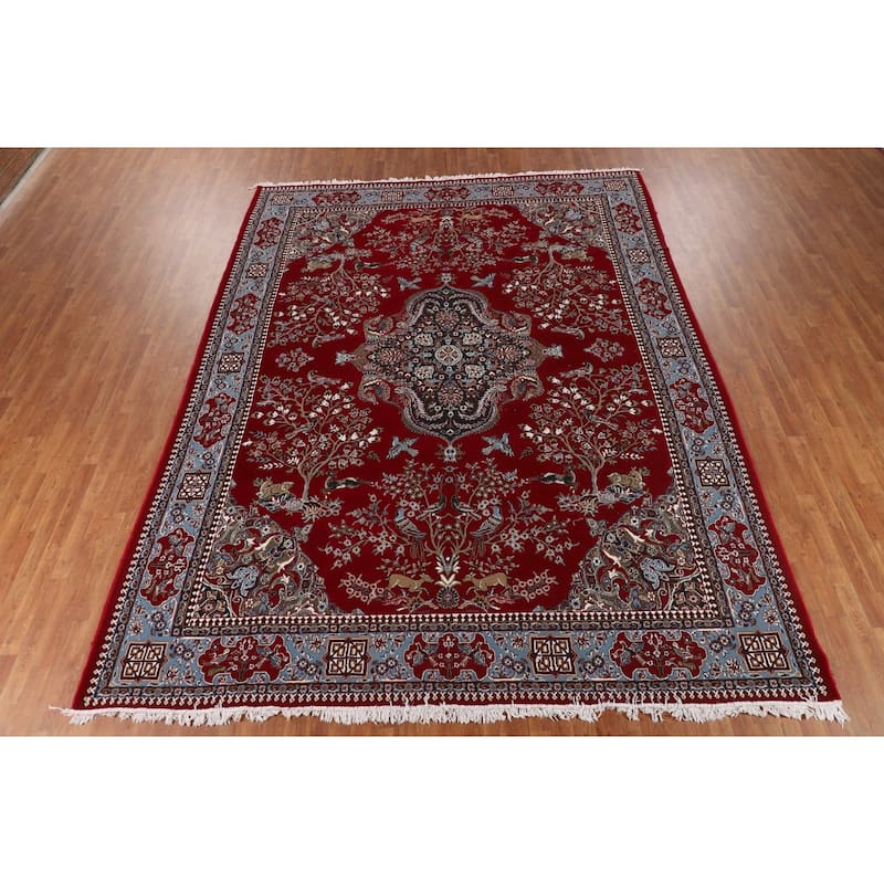 Animal Design Floral Kashan Turkish Area Rug Machine Made Carpet - 9'9" x 12'8"