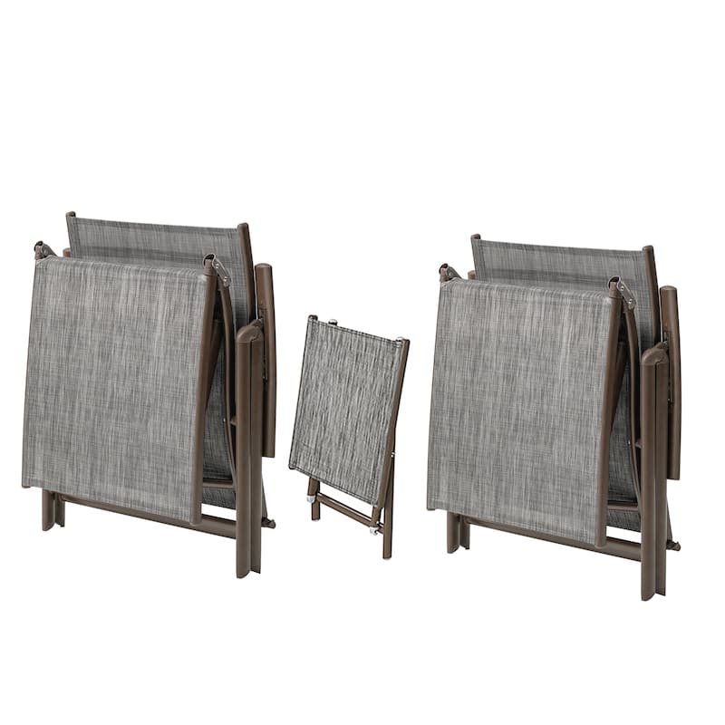 Pellebant Outdoor Adjustable Chaise Lounge Folding Chair and Table Set - N/A