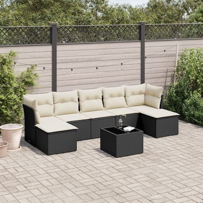 vidaXL Garden Sofa Set Black PE rattan Modular Garden Sofa Set Square - 21.7 x 21.7 x 14.6