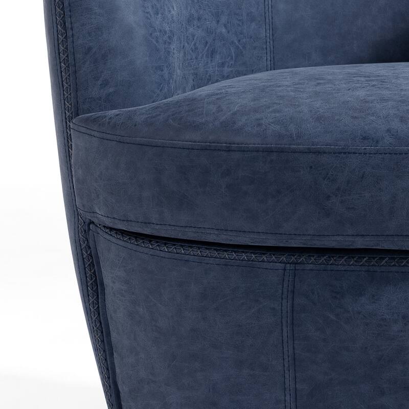 Modern Swivel Leather Accent Chair Upholstered Barrel Chair
