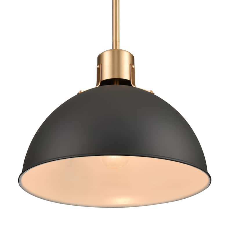 Elk Home Zayne Brushed Nickel With Metal Dome Shade 1 Light Pendant