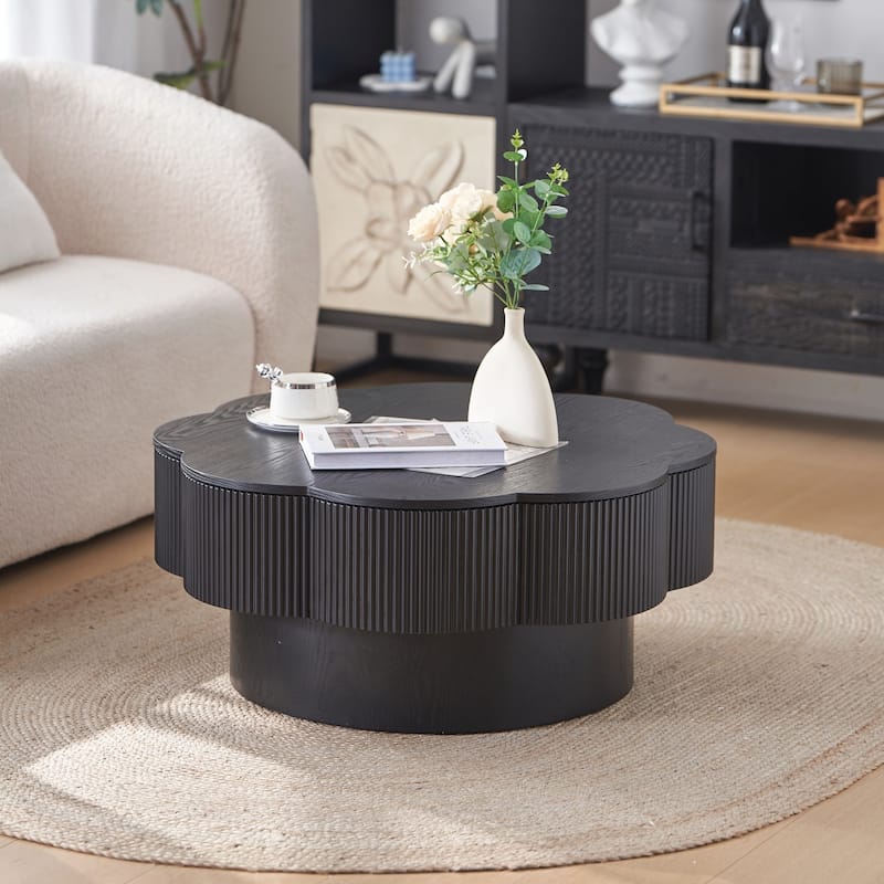31.50"Modern Flower Shaped Coffee Table, Plum Blossom Shaped Coffee Table with Storage