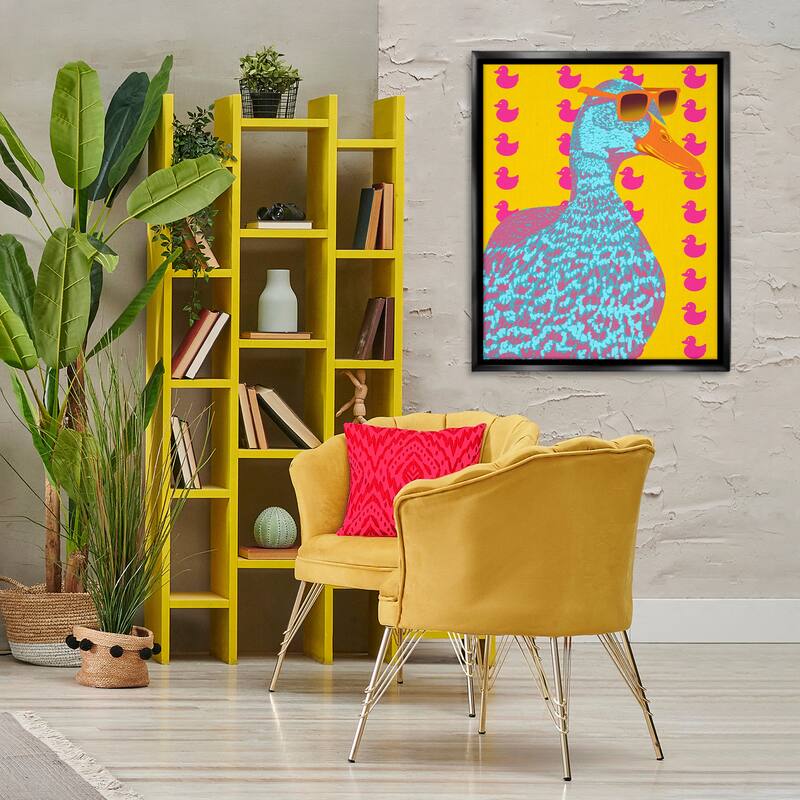 Stupell Quirky Vibrant Goose Framed Floater Canvas Wall Art Design By Marcus Prime