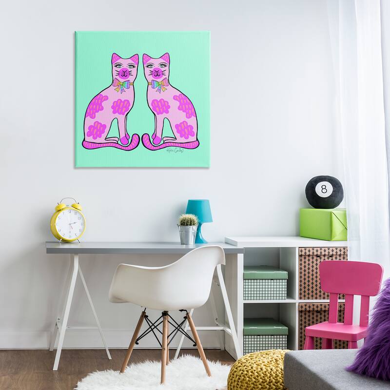 Stupell Mirrored Purple Cats Canvas Wall Art Design By Katie Conley