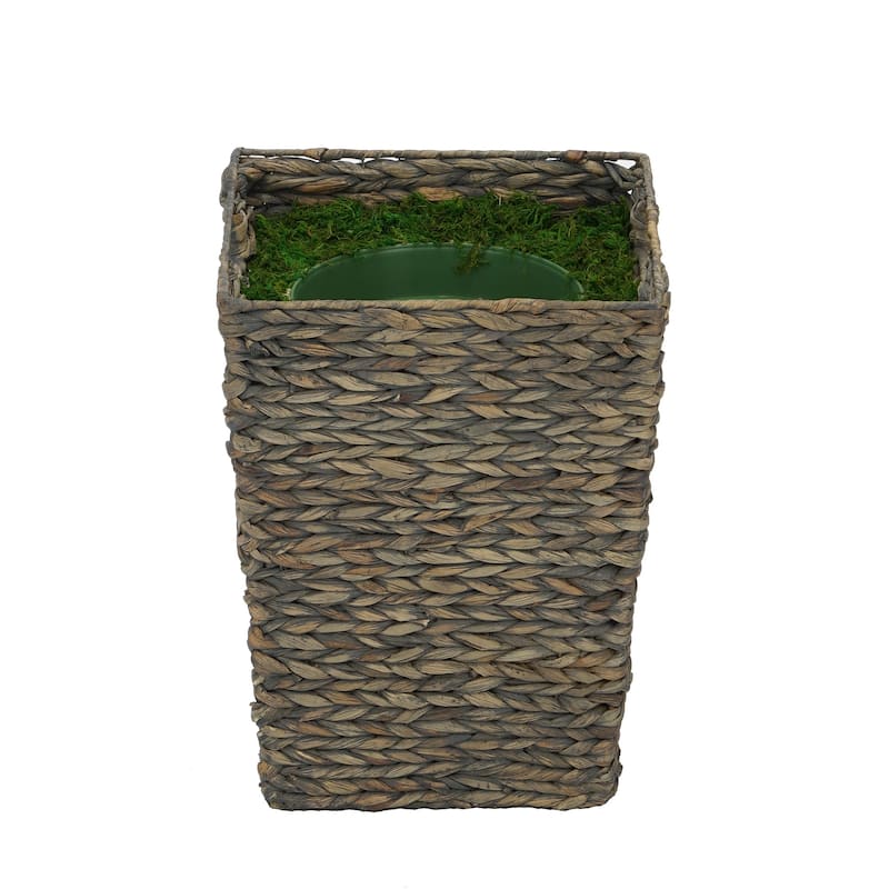 Large Tapered Water Hyacinth Basket Planter Pot-in-a-Pot - Grey-Washed
