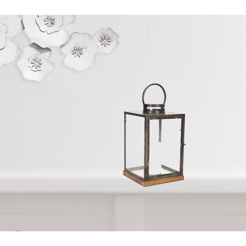 HomeRoots Set Of Three Gray Flameless Floor Lantern Candle Holder - 16