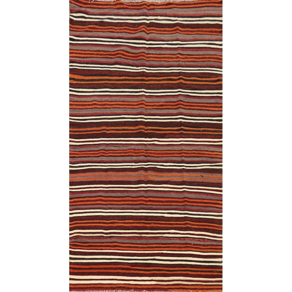 Hand Woven Oriental 100% Wool Carpet Southwestern Geometric Multi-Colored Kilim Area Rug - 9' 0'' X 4' 8''