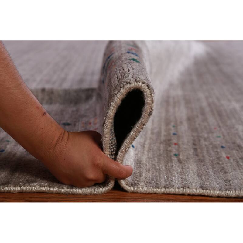 Hand Knotted Oriental 100% Wool Carpet Tribal Tribal Greys & Charcoal Gabbeh Area Rug - 12' 1'' X 9' 2''