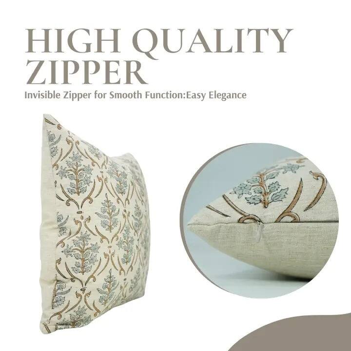 Fabdivine Blue Block Print Linen Pillow Cover Sofa Couch Decor, Vishal Pushap