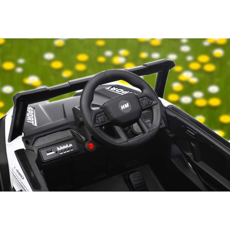 12V Kids Electric Ride On UTV Car with Remote Control, Battery Powered Toy Vehicle with Seat Belt & LED Lights, Ages 3-6