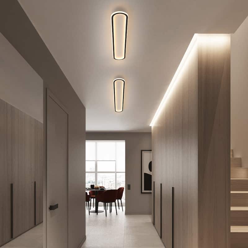 Contemporary Linear Oval LED Semi Flush Mount - 39in 3000K
