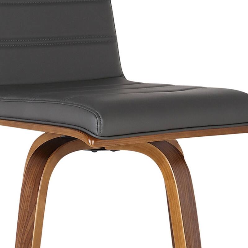 Modern Walnut Swivel Bar Stool with Faux Leather Seat and Low Back Brown Footrest Solid Wood Frame