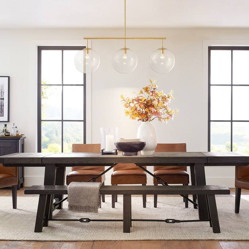 3-Light Modern Gold Linear Glass Globe Bubble Pendant Light Kitchen Island Lighting