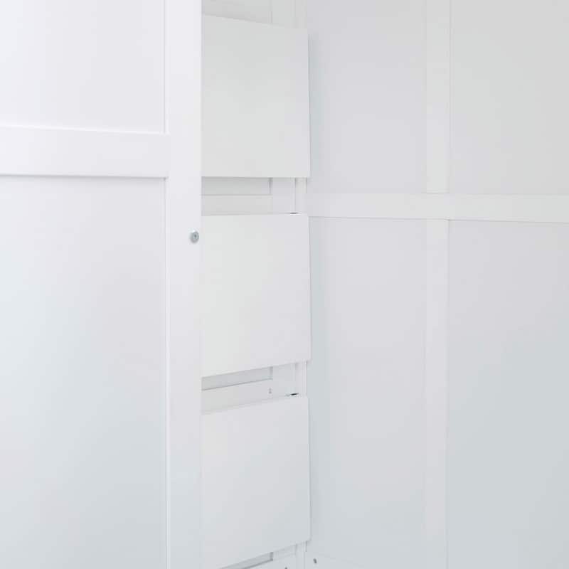 White Full Bunk Bed with Wardrobe, Desk & Shelves