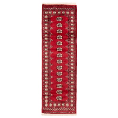 ECARPETGALLERY Hand-knotted Peshawar Bokhara Red Wool Rug - 2'7 x 8'1
