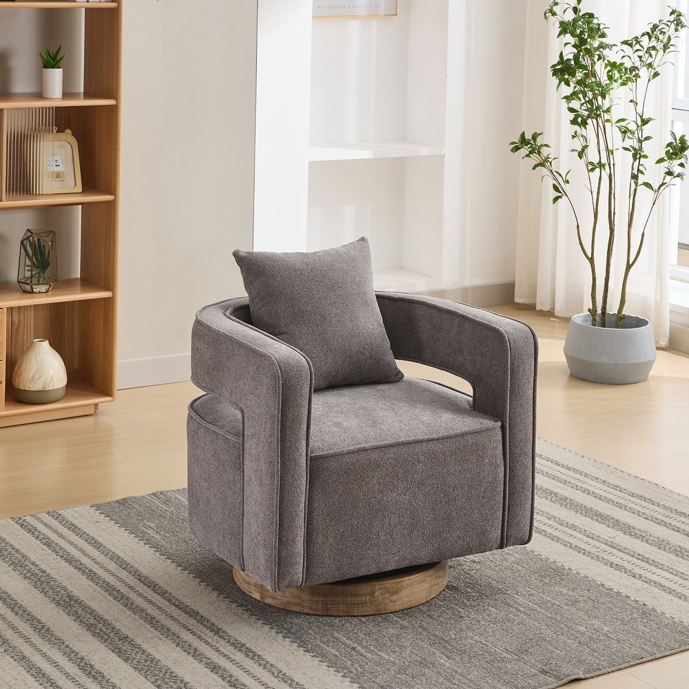 Swivel Accent Open Back Chair Modern Comfy Sofa Chair With Weathered Base For Nursery Bedroom Living Room Hotel Office