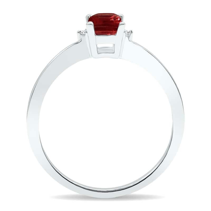 Women's Garnet and Diamond Classic Band in 10K White Gold