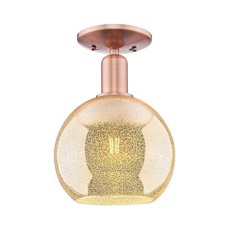 Innovations Lighting Endless Possibilities Arcadia - Athens - 1 Light 8" Semi-Flush Mount - Mercury/Antique Copper