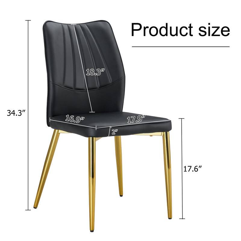 Roomfitters PU Dining Chairs with Silver Metal Legs, Mid-Century Modern Cushioned Set of 4 for Dining Room