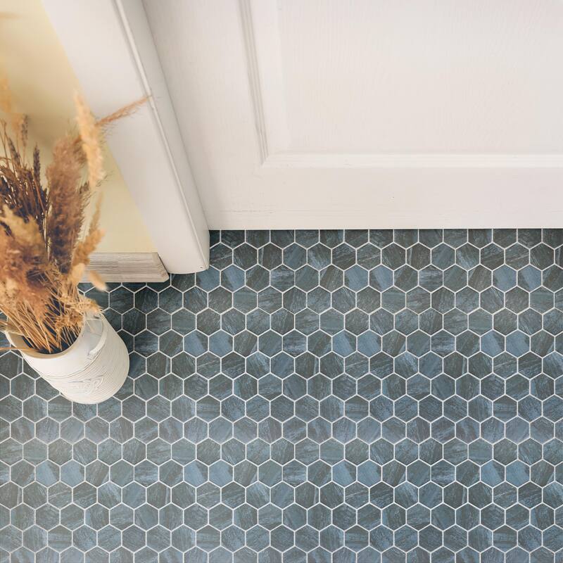 Merola Tile Cassis 2" Hex Black 11-1/8" x 12-5/8" Porcelain Floor and Wall Tile - Case (10 Tiles)