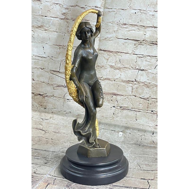 Scarf Dancer Pure Bronze Art Deco Dancer Signed Guirande Hot Cast Figurine Gilt