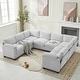 preview thumbnail 72 of 96, Modern Couduroy Modular Sectional Sofa Couch with Ottoman for Living Room Light Grey//U-Shaped Sofa - Symmetrical