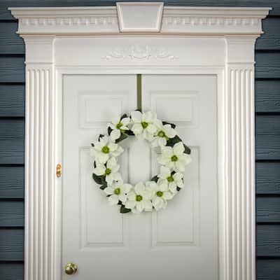 National Tree Company 24 inch Artificial Spring Wreath with Magnolia Flowers, Realistic Floral Decoration for Front Door - 24 in
