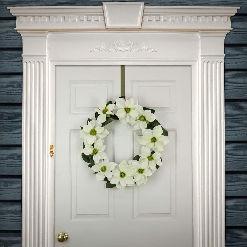 National Tree Company 24 inch Artificial Spring Wreath with Magnolia Flowers, Realistic Floral Decoration for Front Door - 24 in