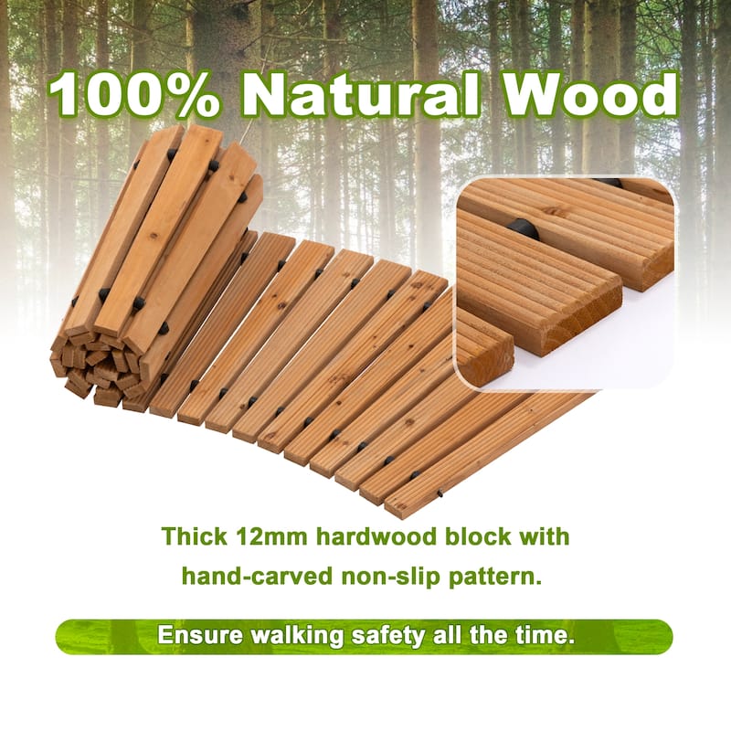 ​​COSIEST Roll-Out Cedar Garden Pathway with 6FT 8FT 12FT