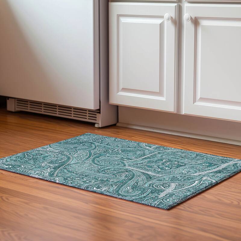 Premium Washable Super Soft Traditional Paisley Mayfield Rug - Teal - 1' 8" x 2' 6" - Rectangle