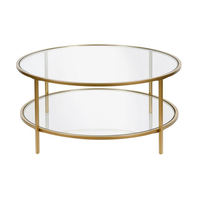Sivil 36'' Wide Round Coffee Table with Glass Top - 36" Wide