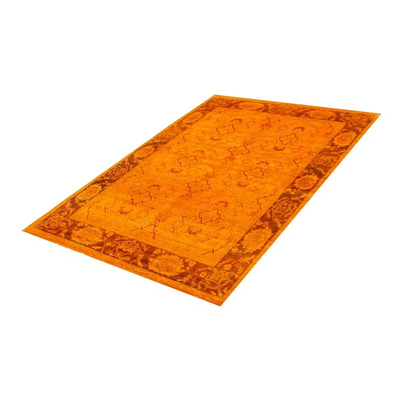 ECARPETGALLERY Hand-knotted Vibrance Light Orange Wool Rug - 6'2 x 9'1