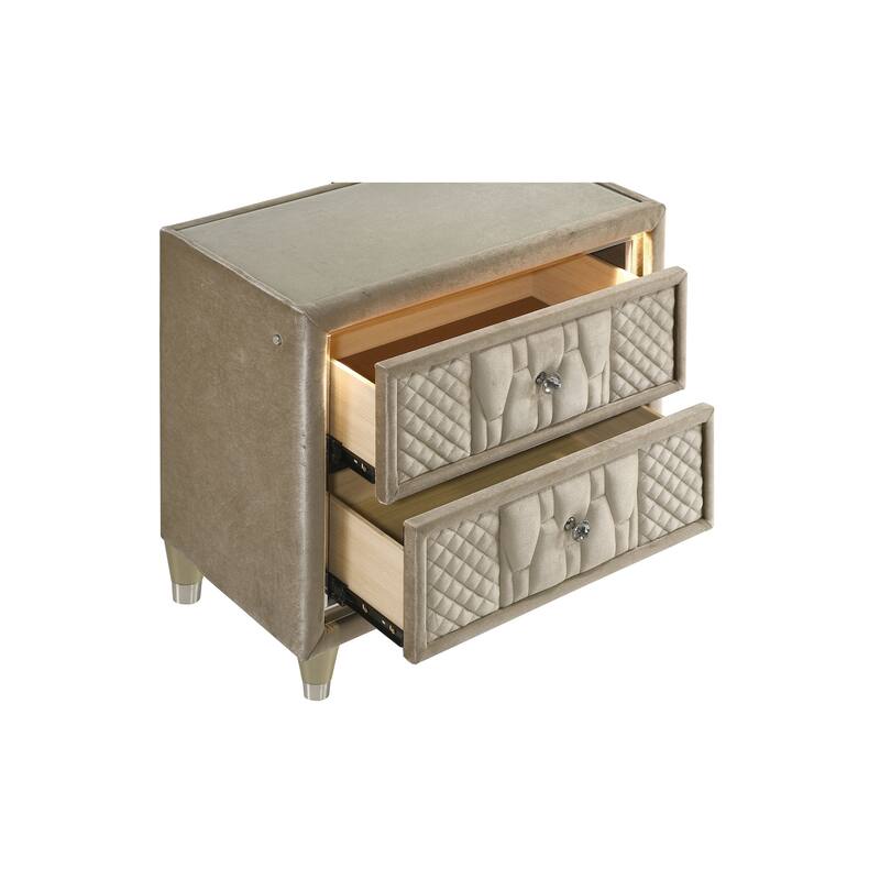 2-Drawer LED Nightstand with Dual USB