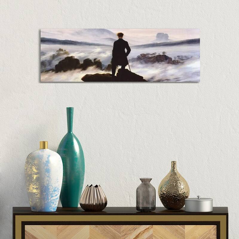 iCanvas "The Wanderer Above The Sea of Fog" by Caspar David Friedrich Canvas Print - 12x36x1.5