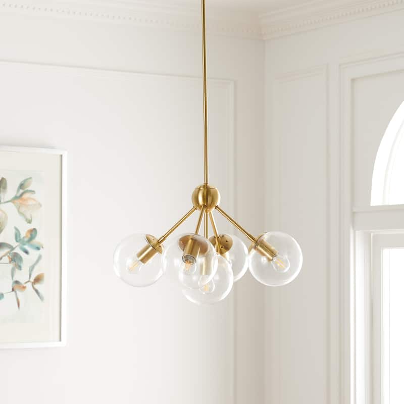 SAFAVIEH Lighting Marinda Chandelier - 18" W x 18" D x 16" H - Antique Brass