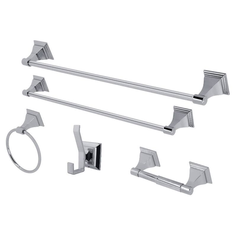 Kingston Brass Monarch 5 Piece Bathroom Package with 18" and 24" Towel - Polished Chrome