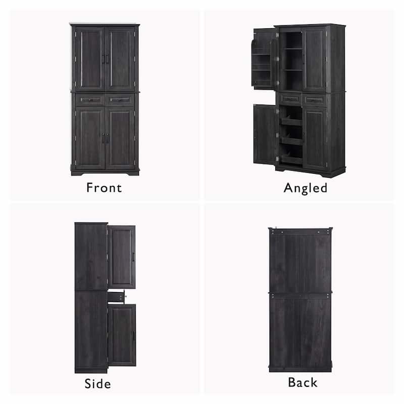 71" Tall Kitchen Pantry Cabinet with 3 Pull-Out Cabinet Organizers