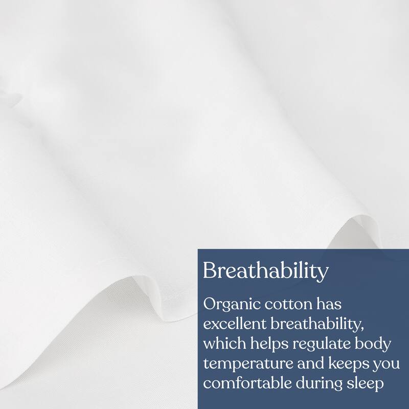 Delara GOTS Certified 100% Organic Cotton Flat sheet, 400TC Long Staple Cotton, Ultra Soft, Moisture-Wicking,Smooth & Breathable