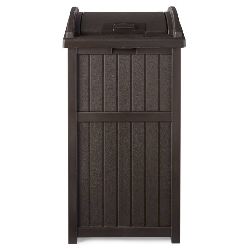 Suncast 30 Gallon Hideaway Trash Waste Bins for Outdoor, Cyberspace (2 Pack)