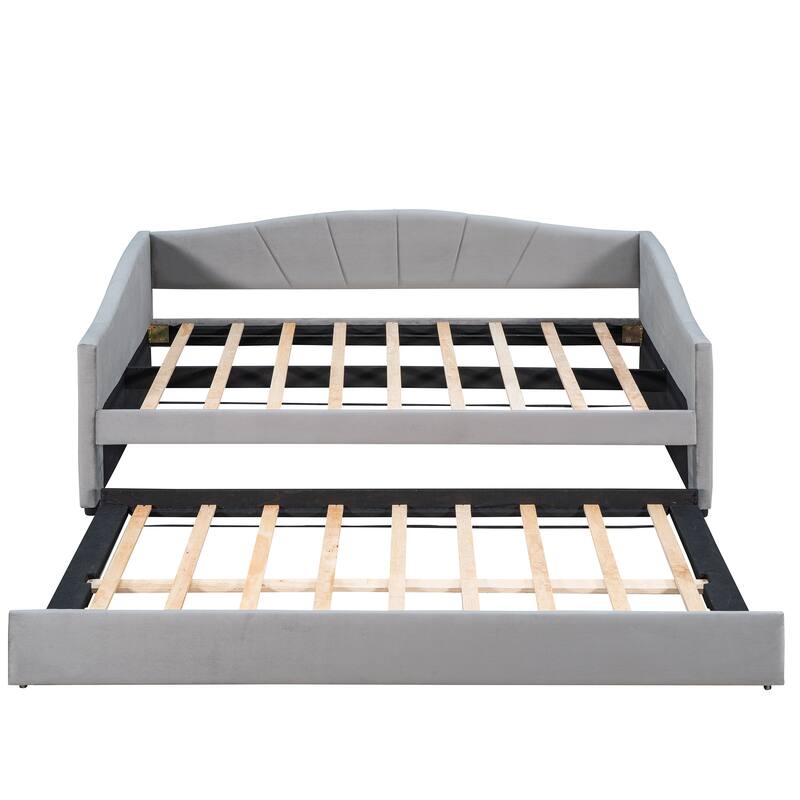Elegant Upholstered Twin Size Daybed with Trundle, Sturdy Wood Frame and Slats, Perfect for Small Spaces, Bedroom, Guest Room