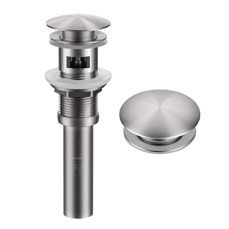 KRAUS Pop-Up Drain w Overflow, Bathroom Sink, Chrome, Nickel - Spot Free Stainless Steel