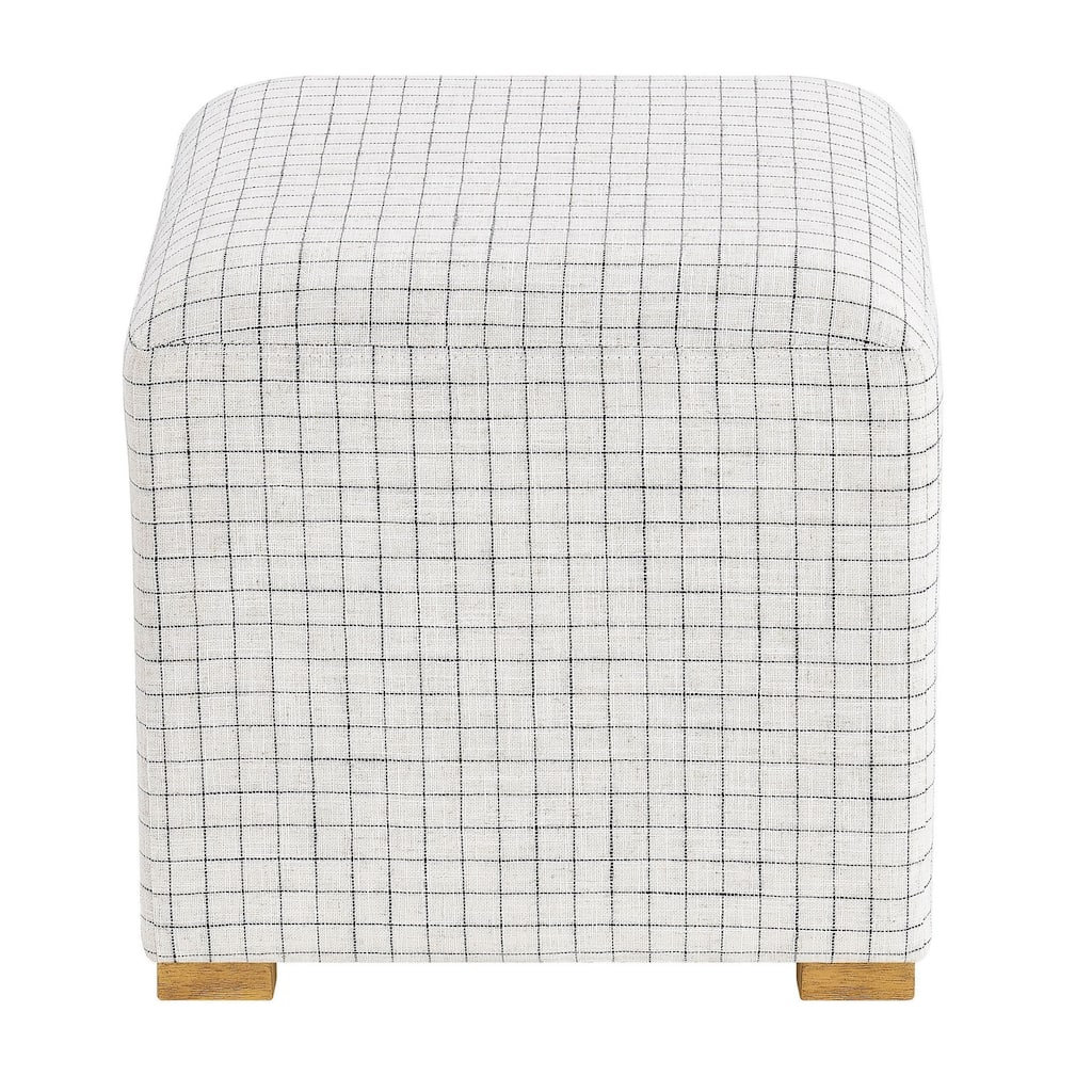 Beckham Upholstered Pouf/Ottoman, Black Check