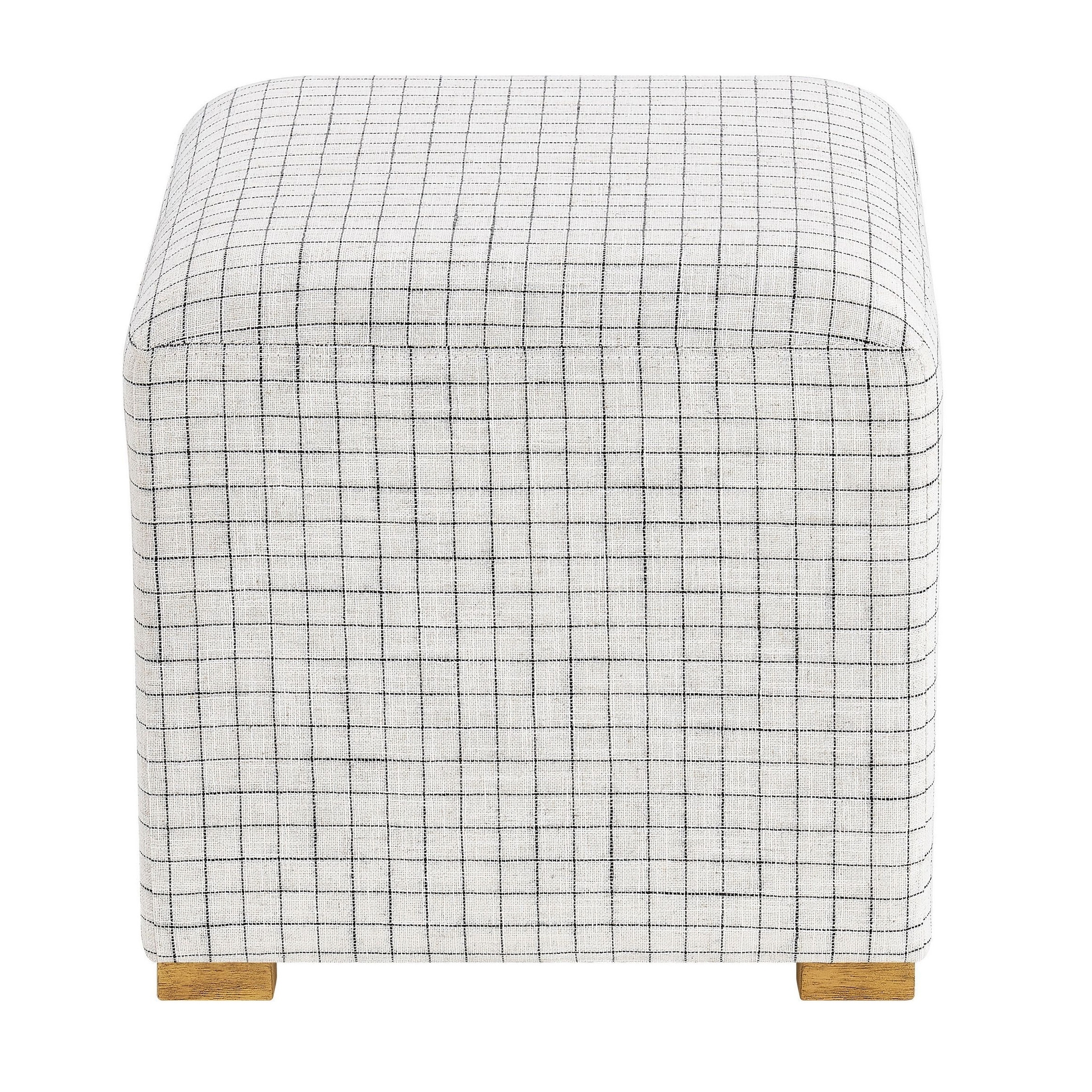 Beckham Upholstered Pouf/Ottoman, Black Check