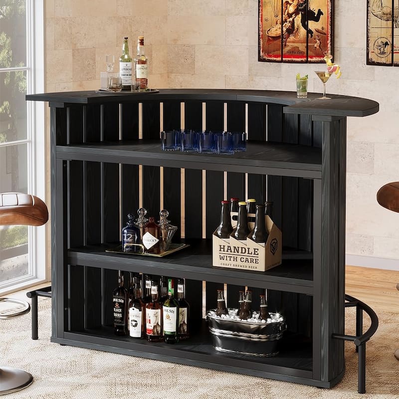 4-Tier Bar Table, 39.4" H Home Bar Unit with Footrest