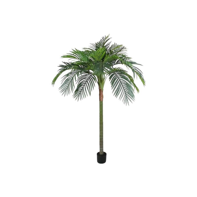 HomeRoots 71" Green Artificial Palm Tree in a Black Pot - 6.69 in. x 70.87 in. x 6.69 in.
