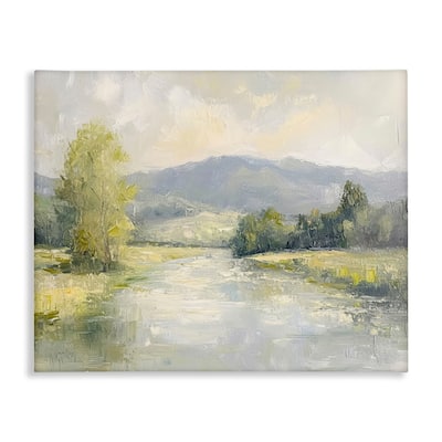 Stupell Abstract River & Mountain Scene Canvas Wall Art Design By Petal Prints Design